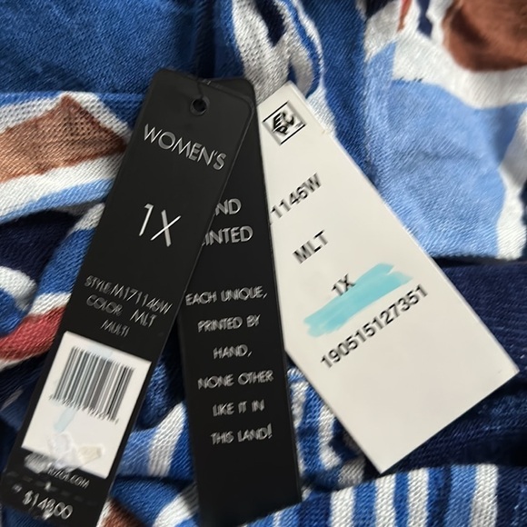 NIC & ZOE SEAGLASS abstract linen  open front drapery light cardigan 1X NWT - Picture 9 of 12